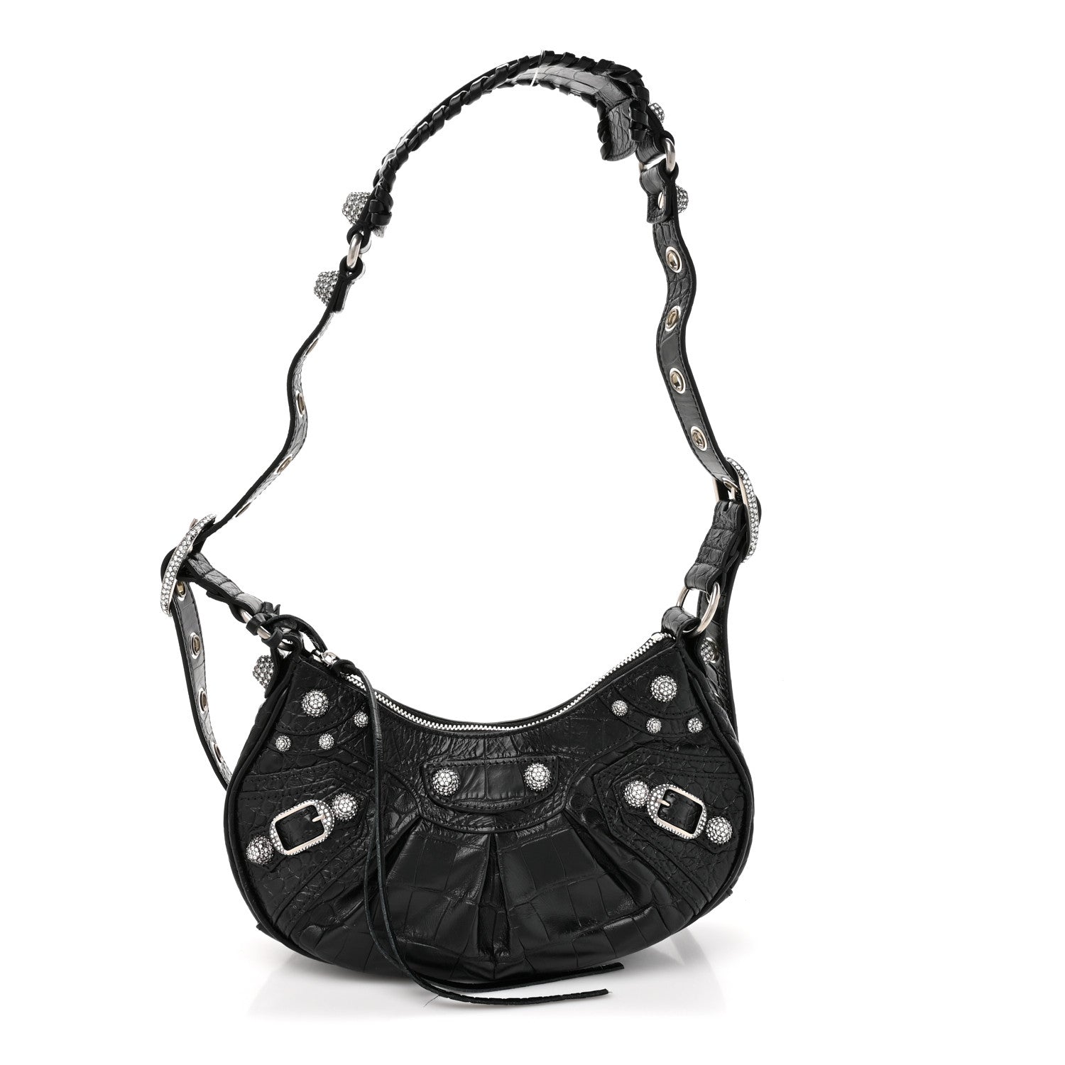 Balenciaga Extra Supple Calfskin Crystal Crocodile Embossed Le