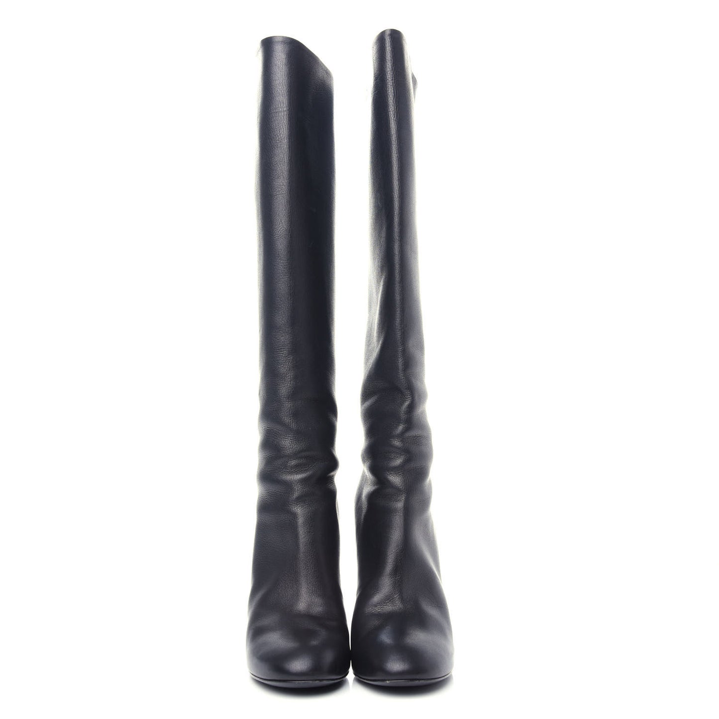 Calfskin Pearl Knee High Boots 37 Black