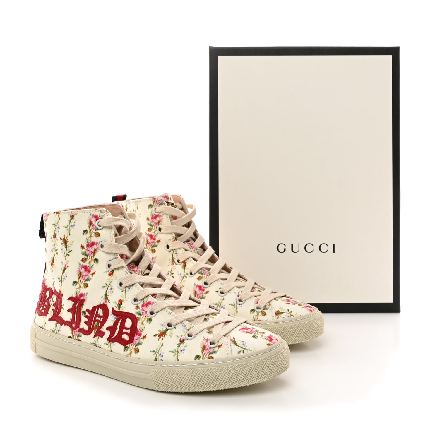 Canvas Romantic Print Major Blind For Love High Top Sneakers 38.5 Ivory