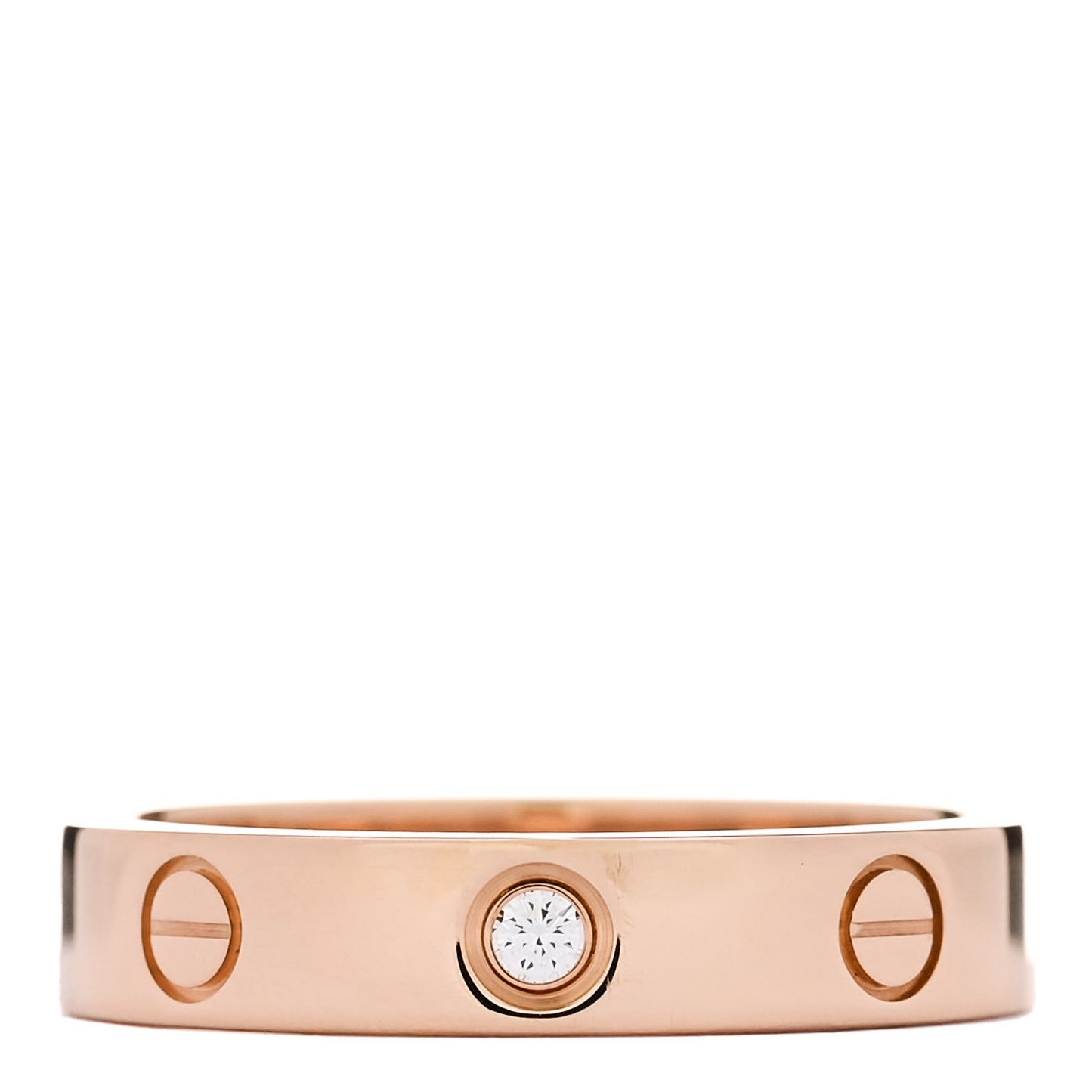 18K Pink Gold Diamond 4mm LOVE Wedding Band Ring 53 6.5
