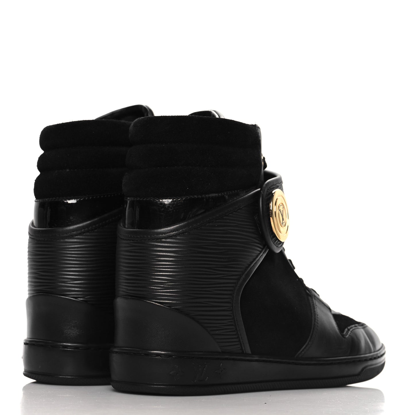 Epi Suede Postmark Wedge Sneakers 37.5 Black