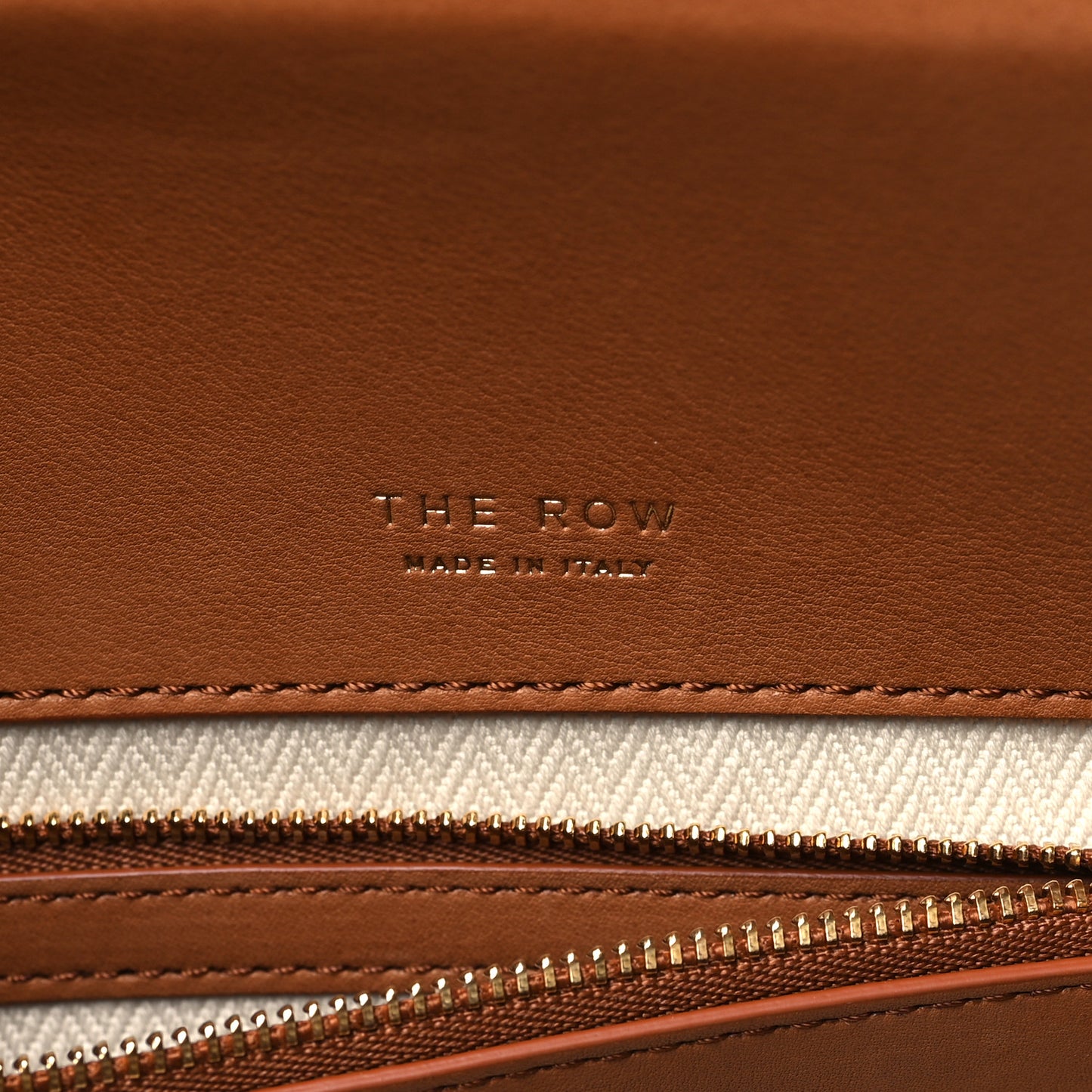Polished Saddle Calfskin Margaux EW Clutch Brandy
