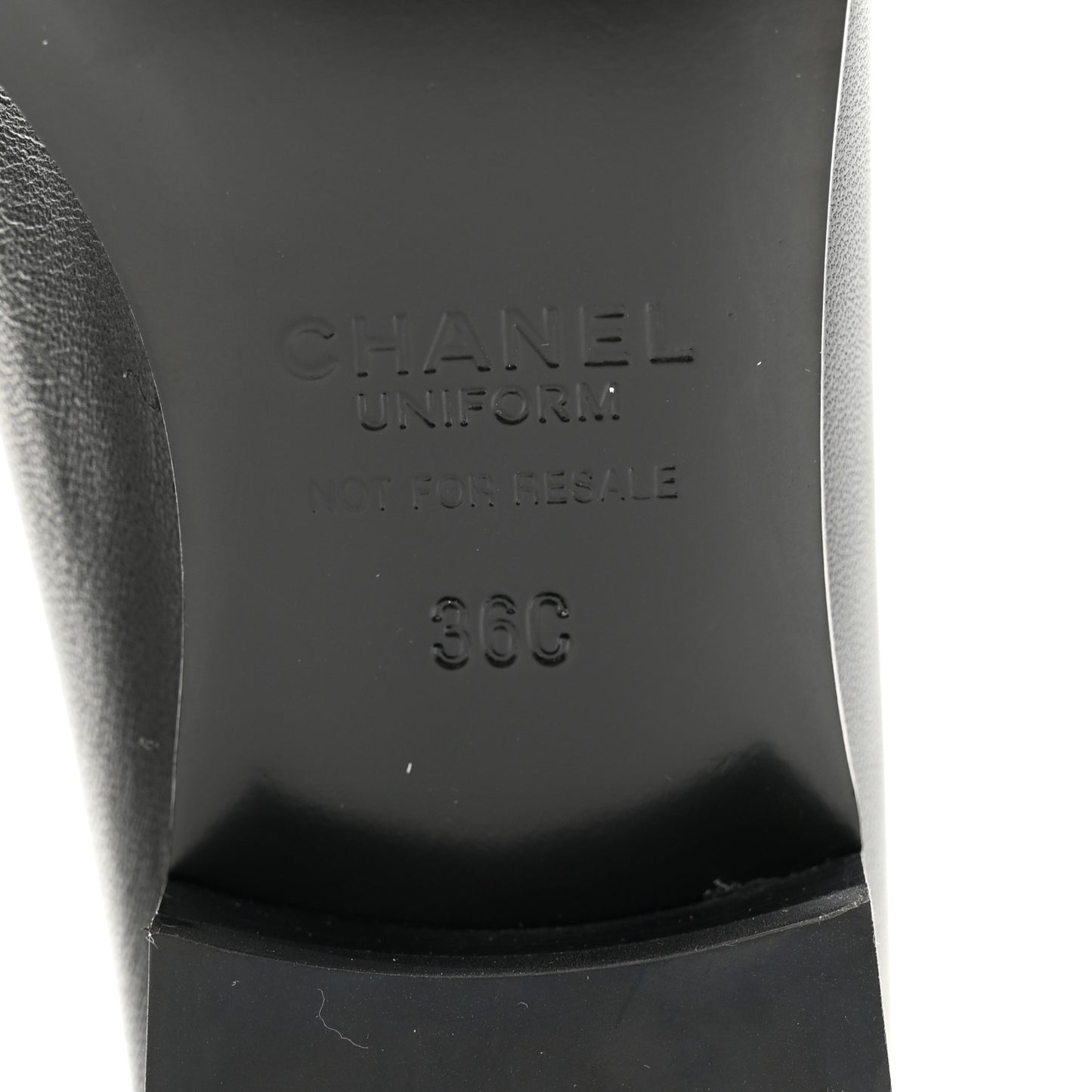 Calfskin Womens Stitched CC Loafers 36 Black