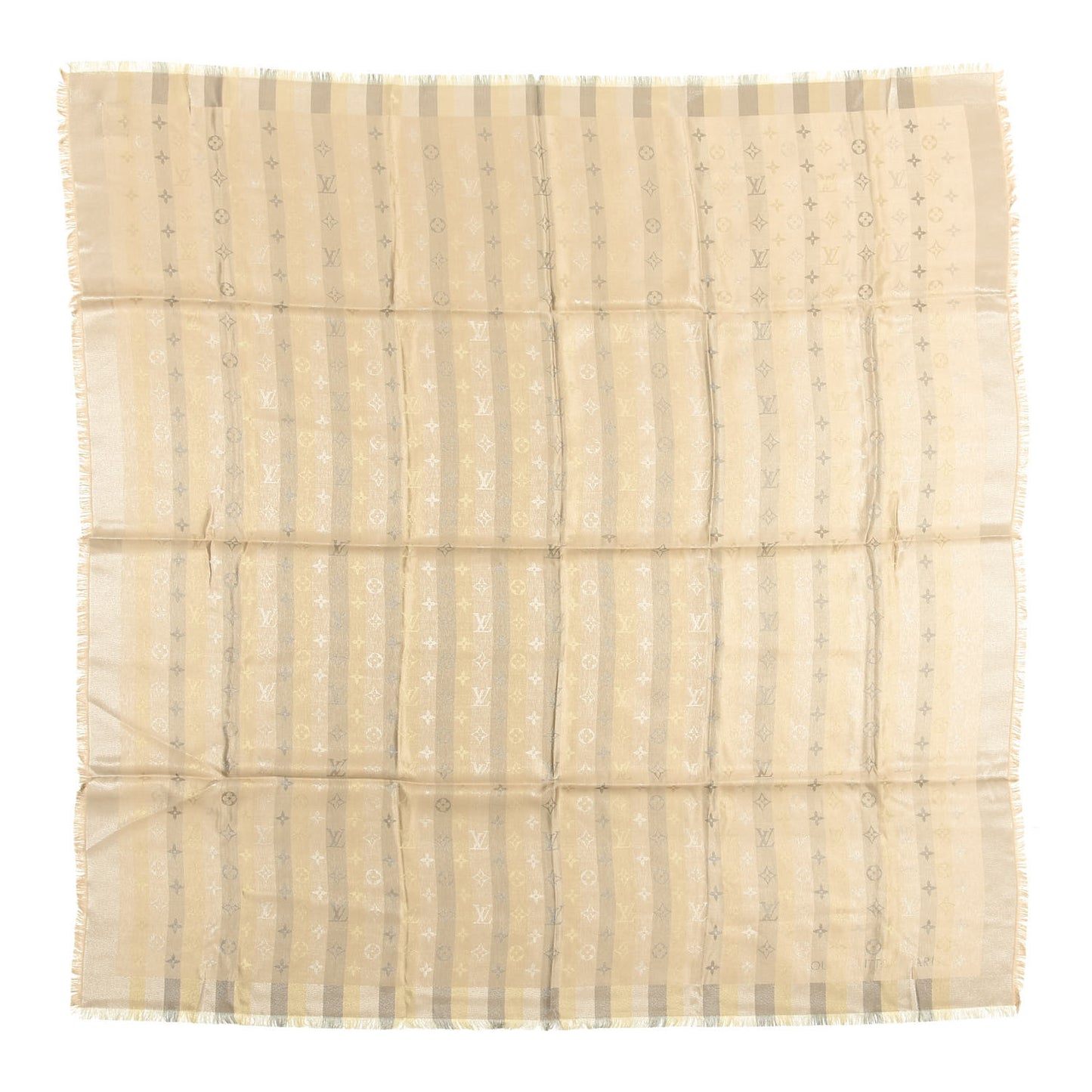 Silk Lurex Wool So Shine Monogram Shawl Beige
