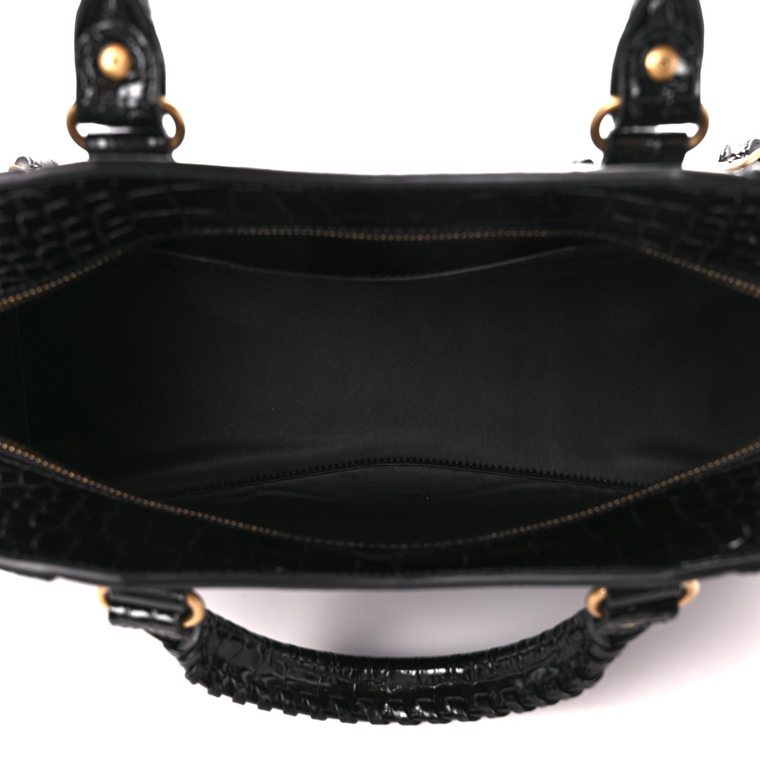 Balenciaga Shiny Supple Calfskin Crocodile Embossed Brass Hardware Neo Classic City Black 5 of 10