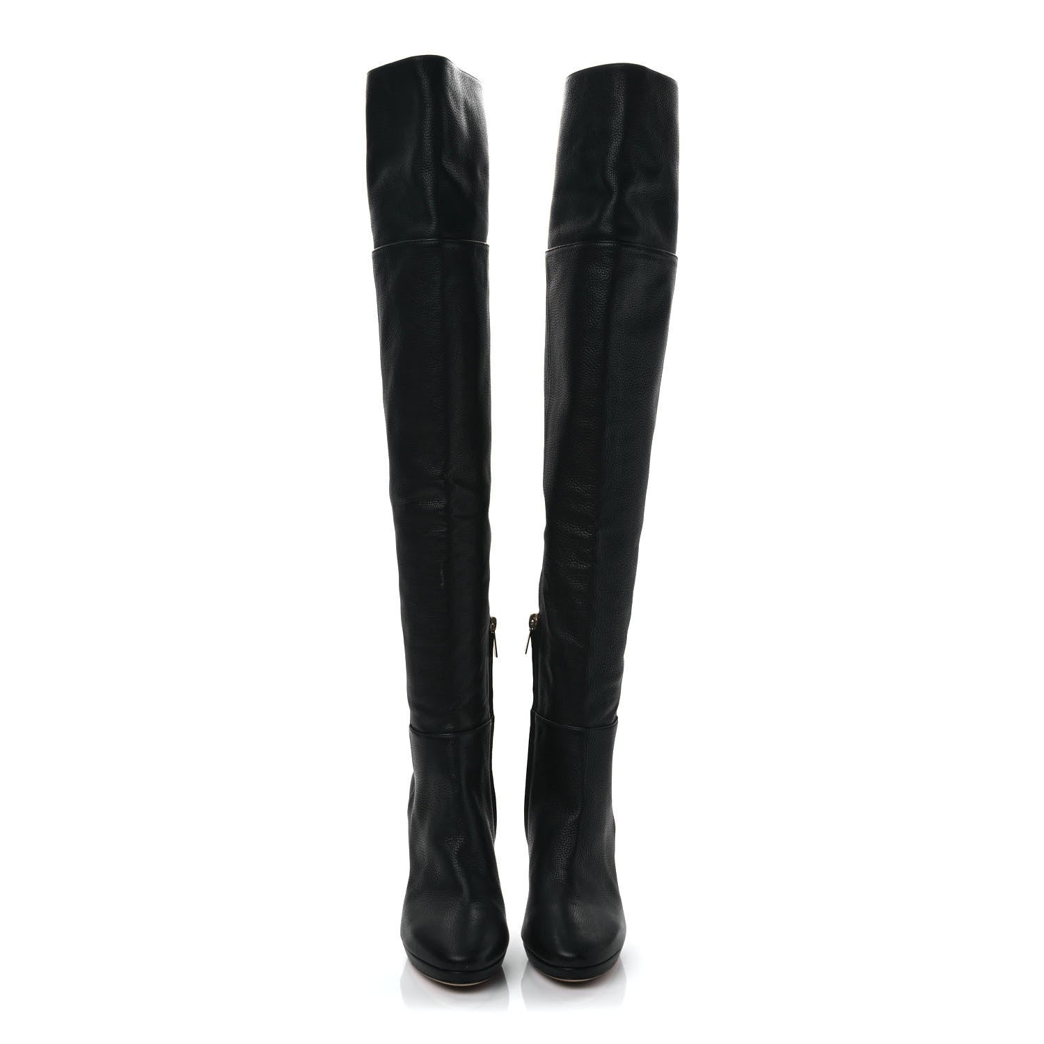 Jimmy Choo Grainy Calfskin Hayley 100 Over The Knee Boots 37 Black 2 of 7
