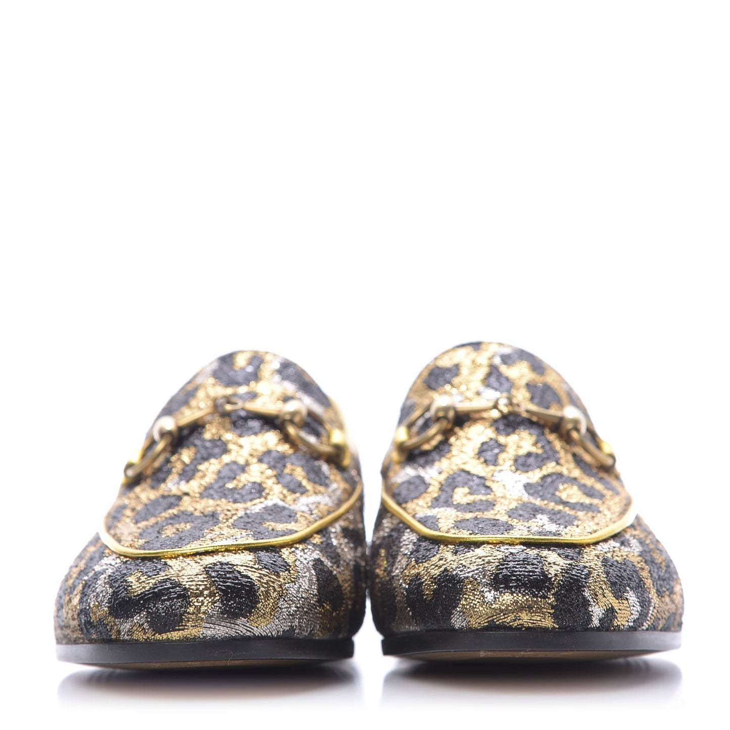 Jacquard Leopard Print Horsebit Womens Jordaan Loafers 36 Gold