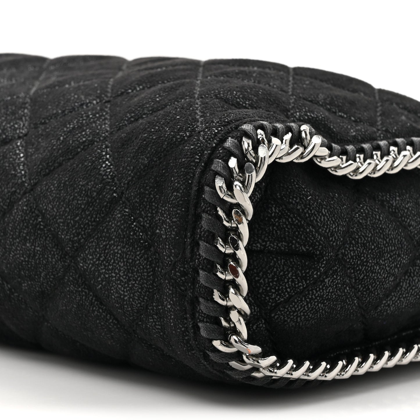 Metallic Shaggy Deer Quilted Small Falabella Tote Black
