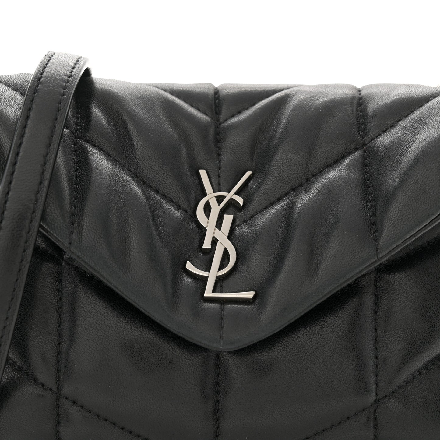 Lambskin Quilted Toy Loulou Puffer Monogram Chain Satchel Black