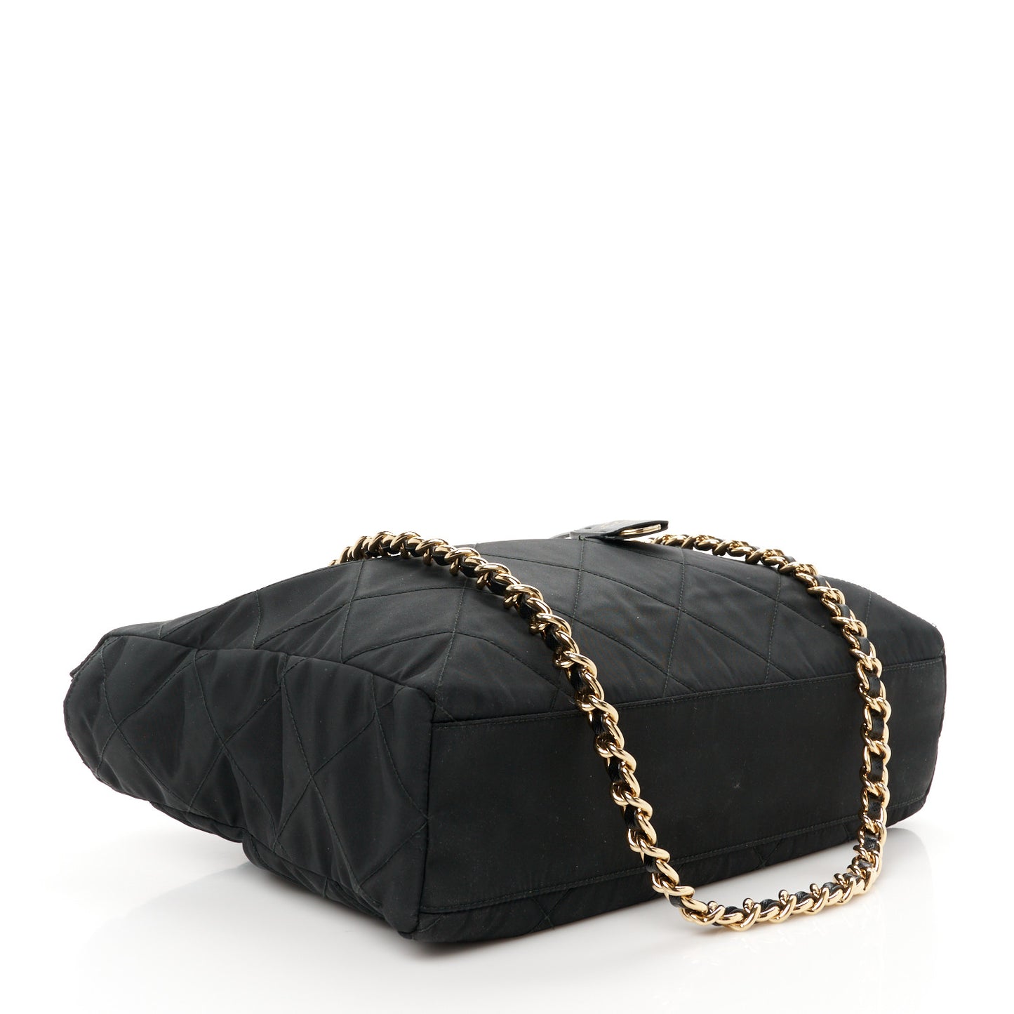 Re-Nylon Impunturato Saffiano Triangle Stitched Re-Edition 1995 Chaine Large Shoulder Bag Black