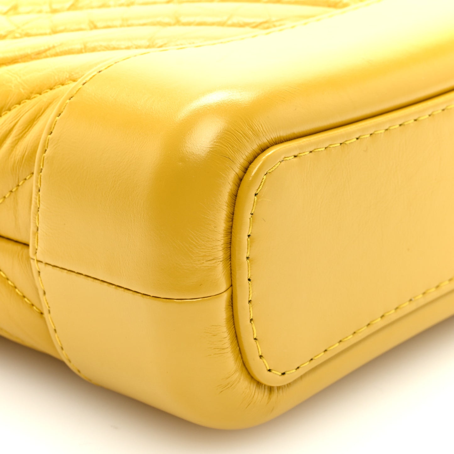Aged Calfskin Chevron Quilted Small Gabrielle Hobo Yellow
