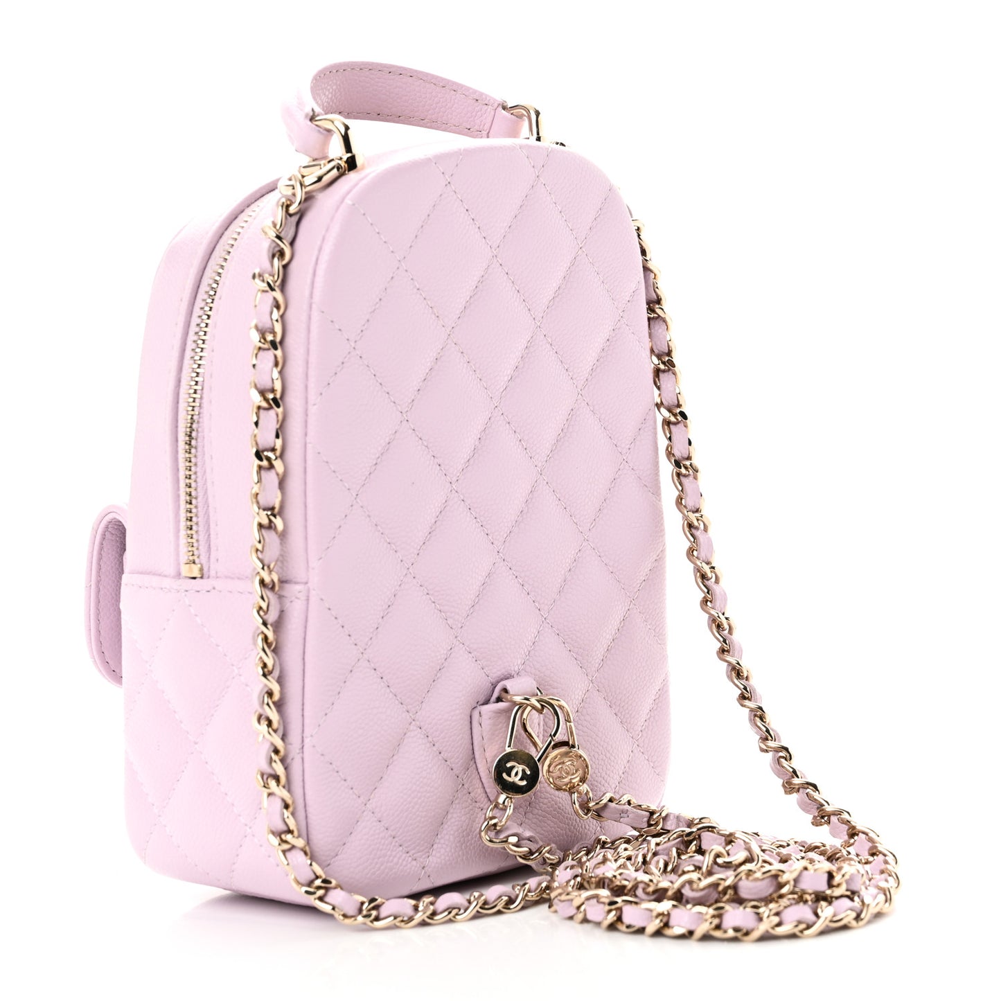 Caviar Quilted CC Mini Classic Backpack Light Purple