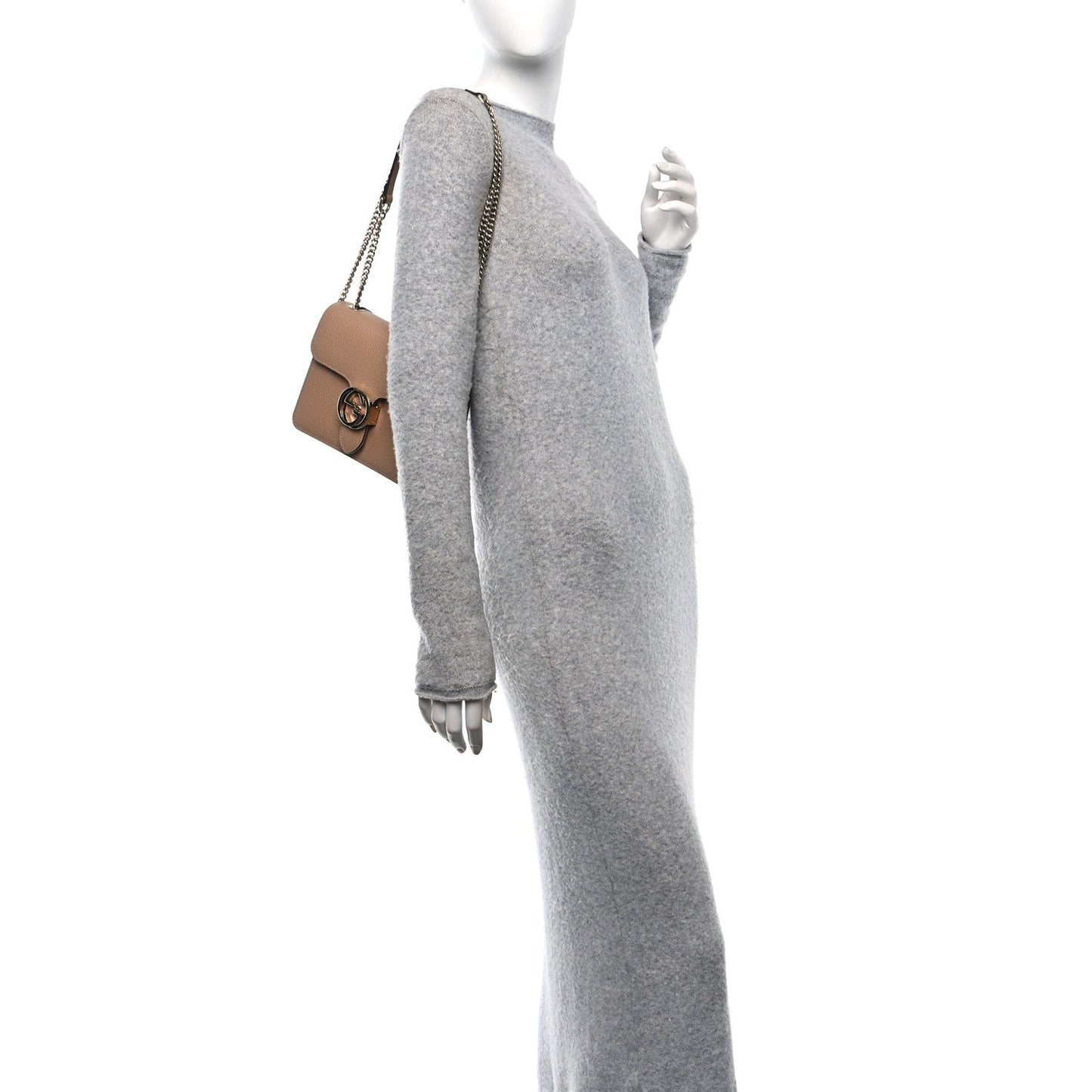 Dollar Calfskin Small Interlocking G Shoulder Bag Camelia