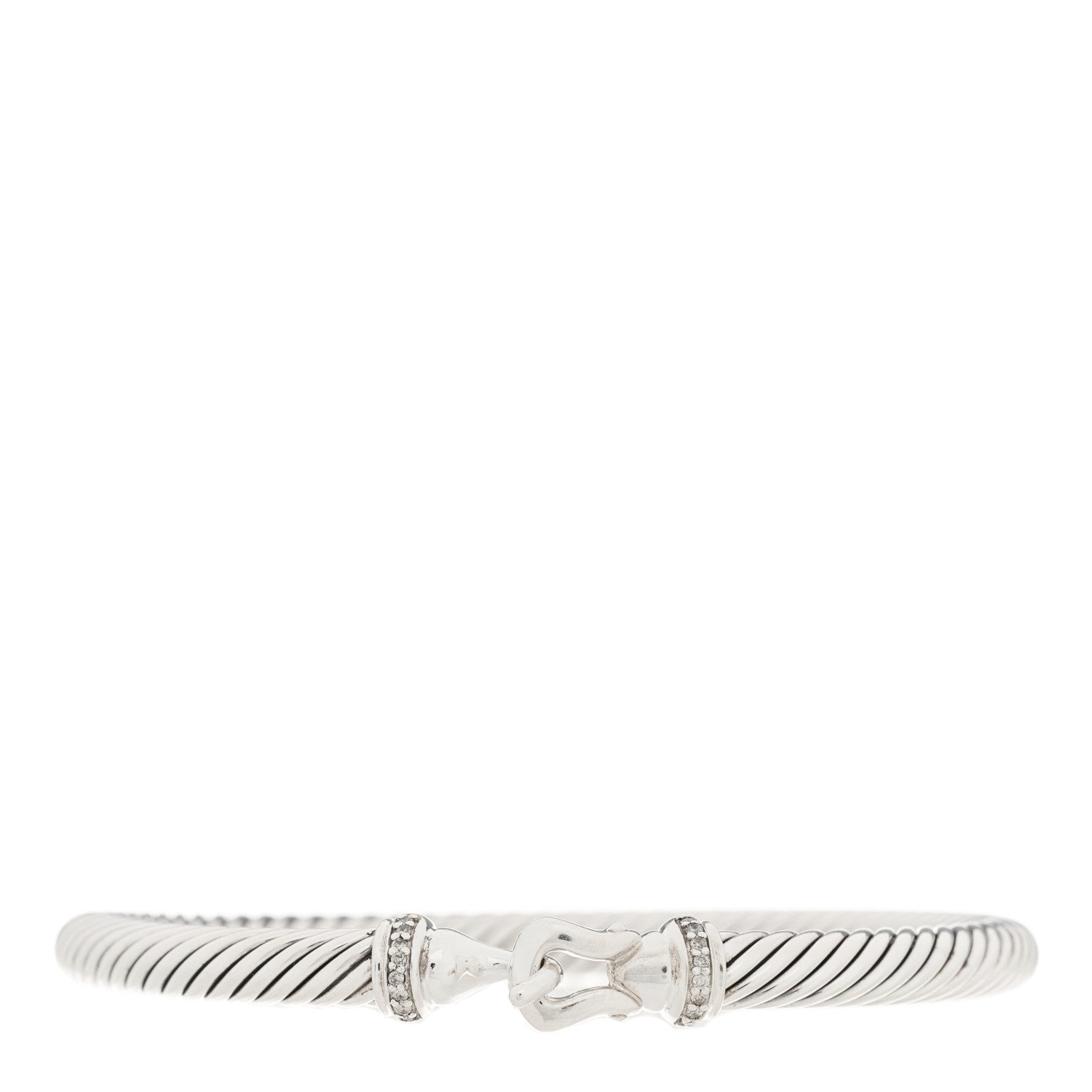 David Yurman Sterling Silver Diamond 5mm Cable Buckle Bracelet 1 of 4