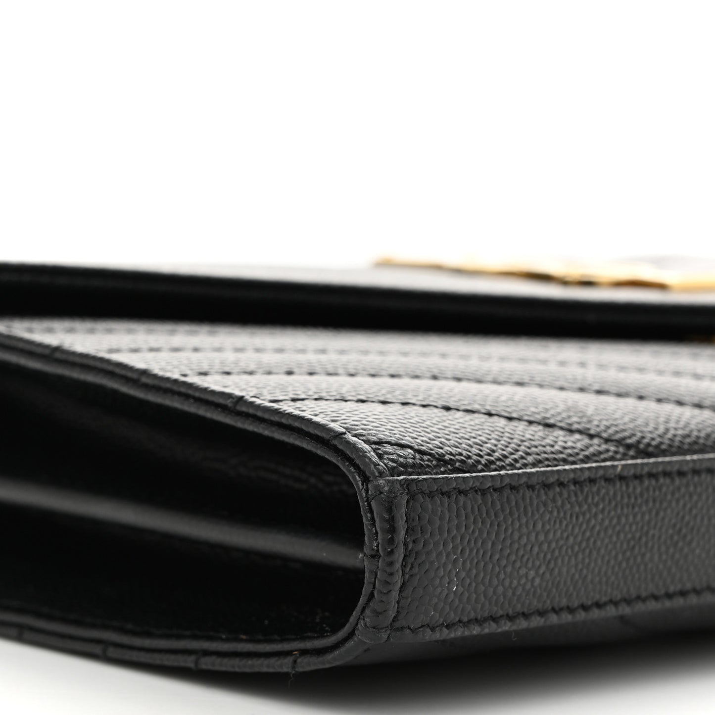 Grain De Poudre Matelasse Chevron Monogram Chain Wallet Black