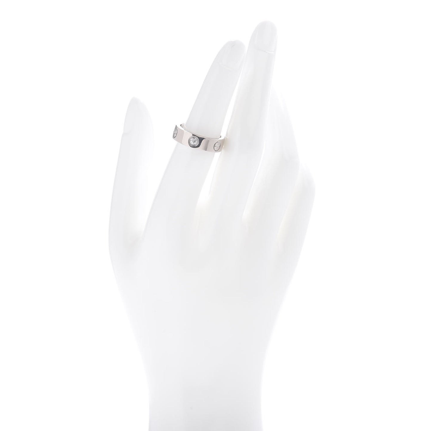 18K White Gold 3 Diamond 5.5mm LOVE Ring 52 6