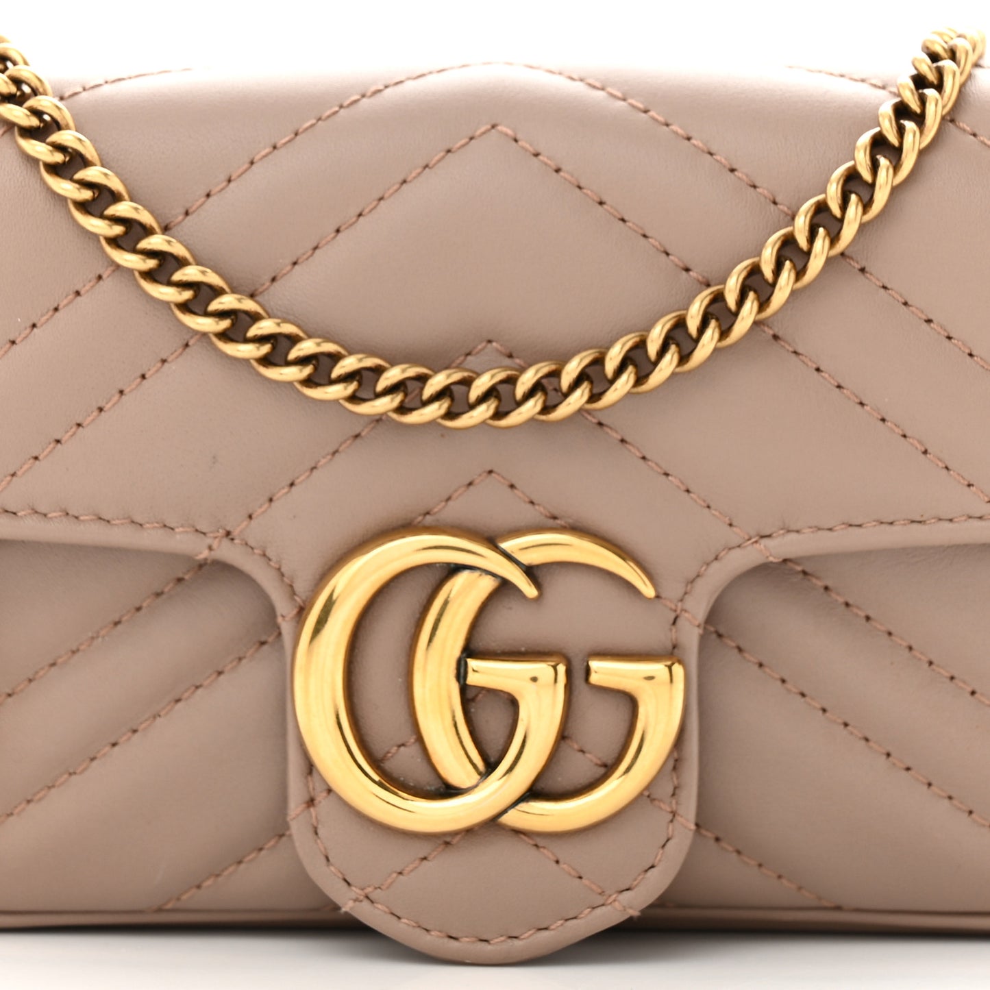 Calfskin Matelasse Super Mini GG Marmont Shoulder Bag Porcelain Rose