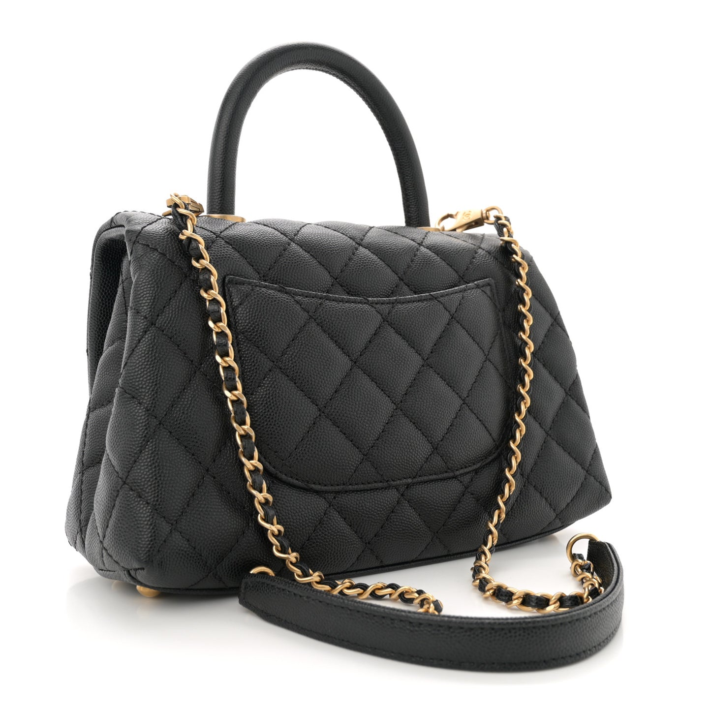 Caviar Quilted Mini Coco Handle Flap Black