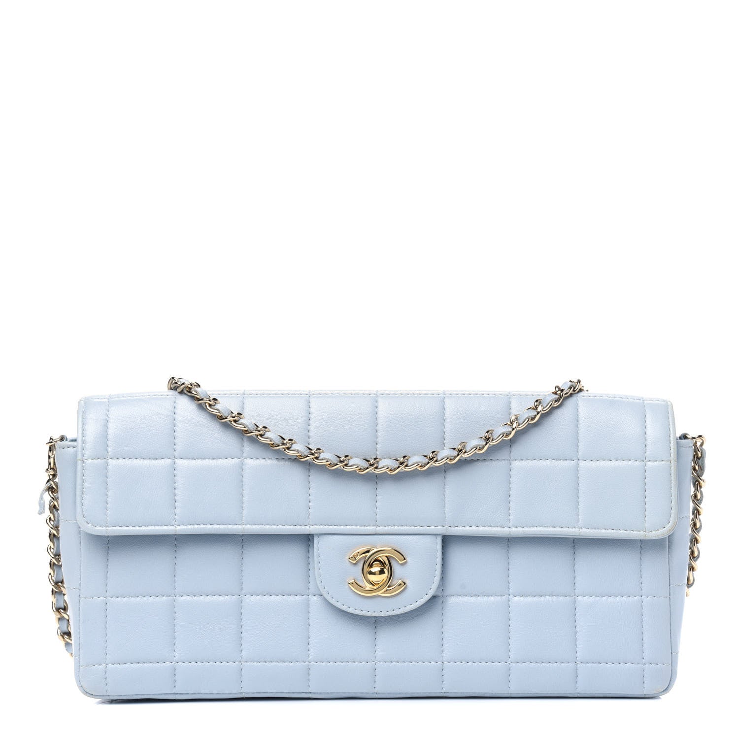 Chanel Lambskin East West Chocolate Bar Flap Light Blue 767693