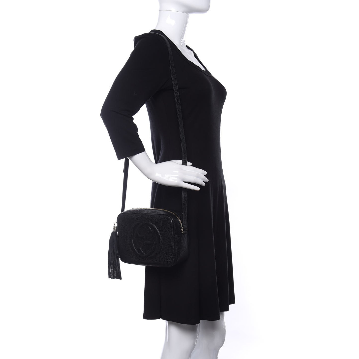 Pebbled Calfskin Small Soho Disco Bag Black