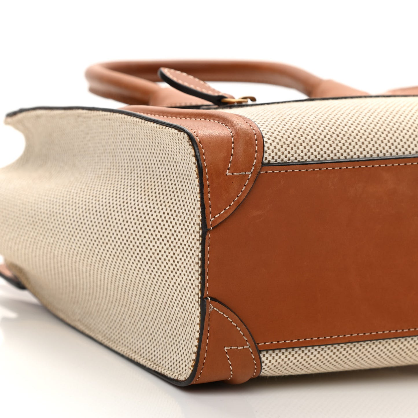 Textile Smooth Calfskin Nano Luggage Tan White