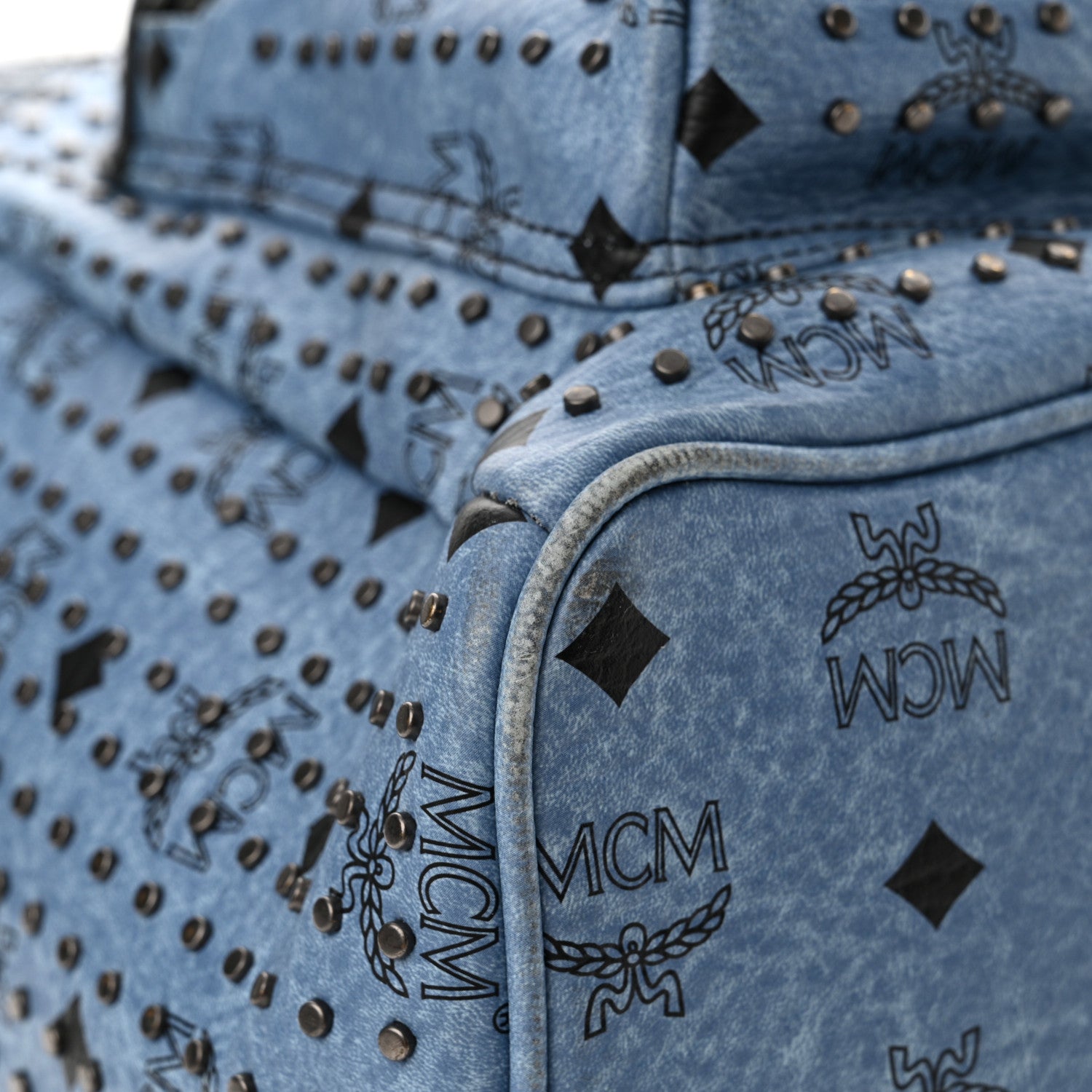 MCM Visetos Studded Medium Backpack Blue 13 of 15