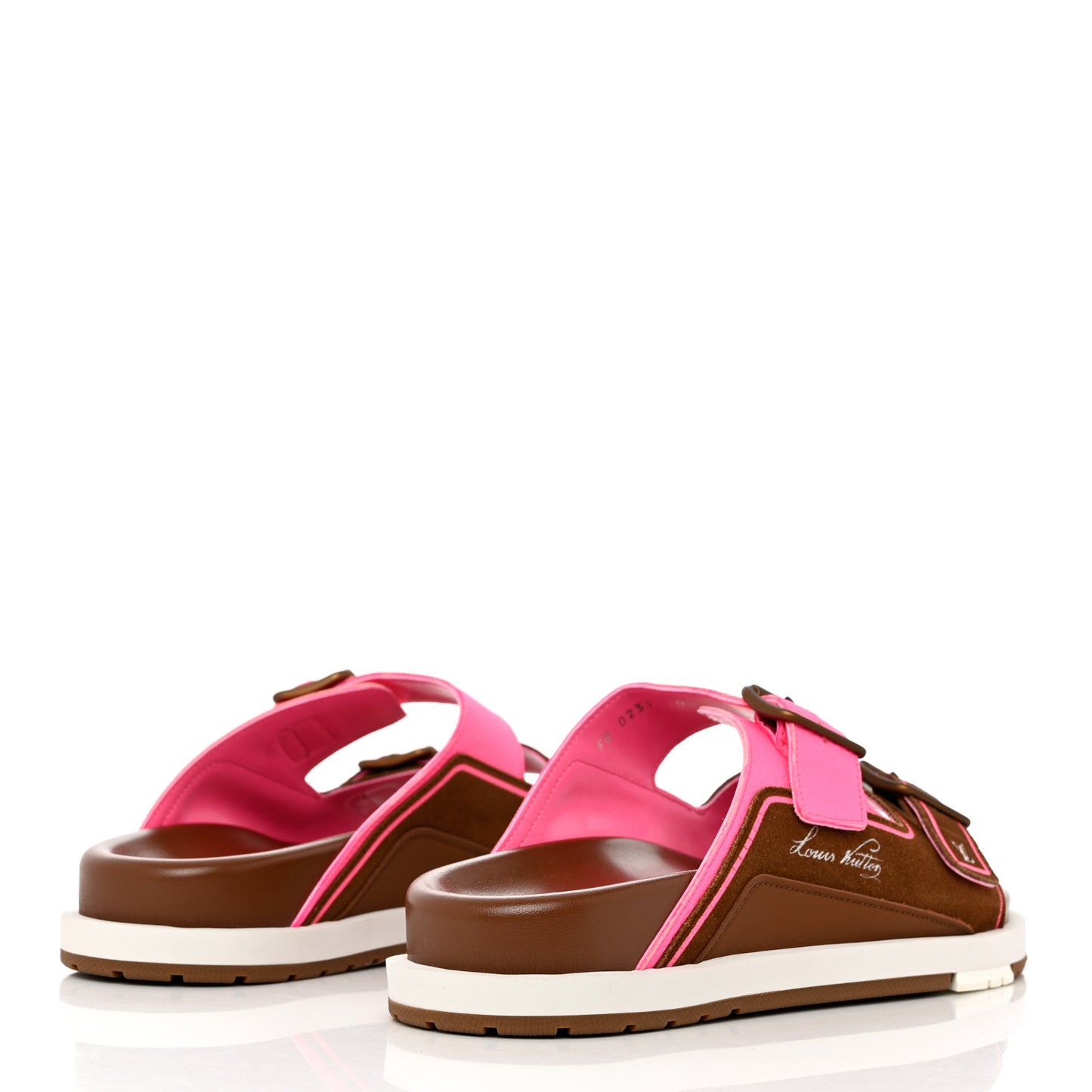 Mix Materials Mens LV Script Trainer Mules 10.5 Brown pink