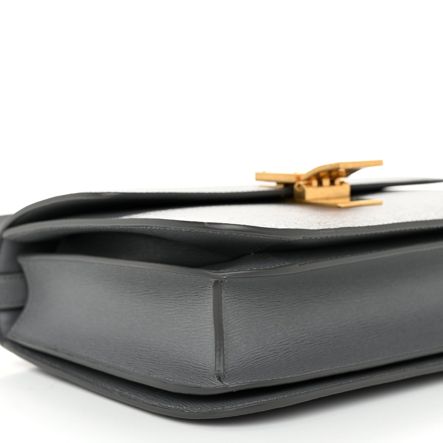 Liege Calfskin Medium Classic Box Flap Bag Grey