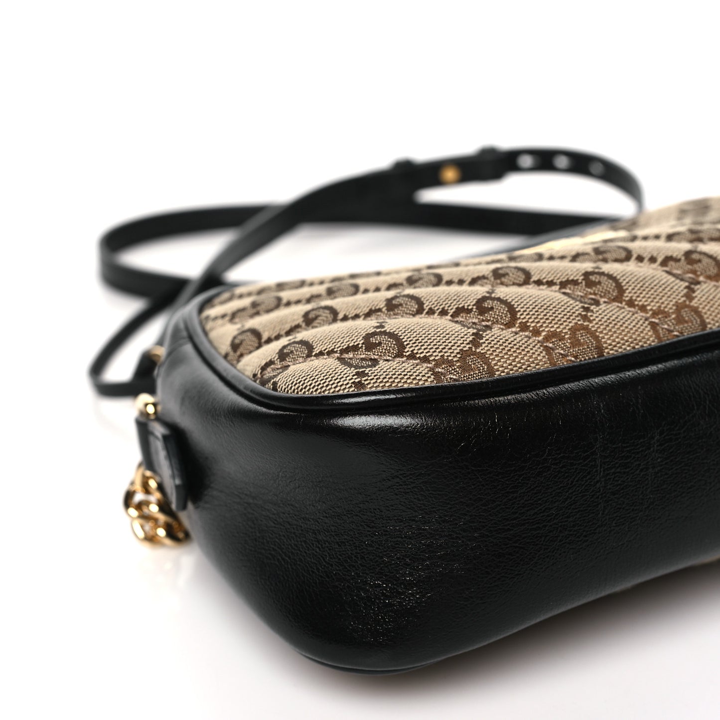 Monogram Matelasse Diagonal Small GG Marmont Chain Shoulder Bag Beige Black