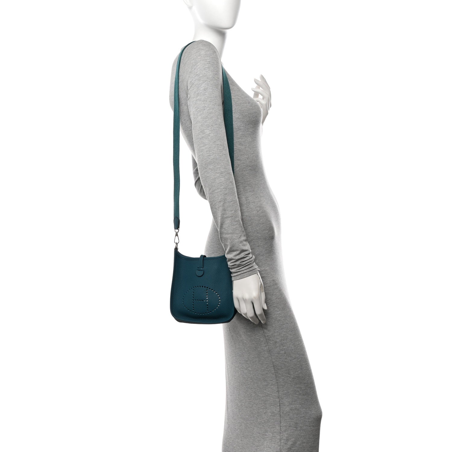 Hermes Taurillon Clemence Evelyne TPM Vert Bosphore 2 of 12
