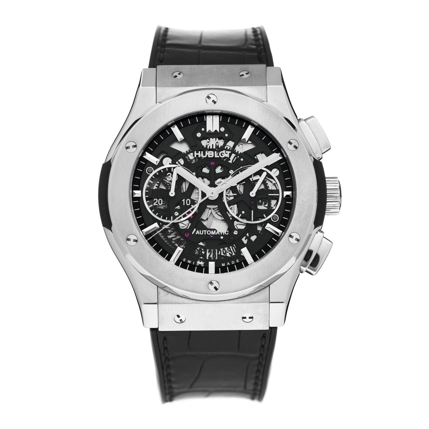 Titanium Alligator 45mm Classic Fusion Aerofusion Chronograph Automatic Watch Black 525.NX.0170.LR