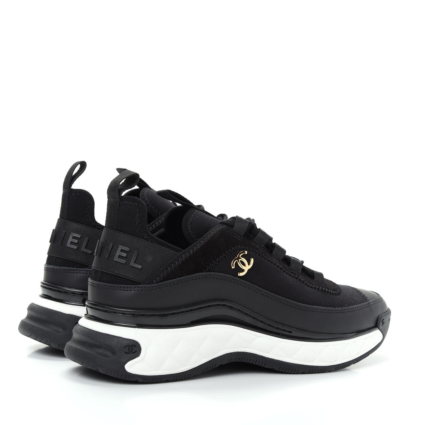 Velvet Calfskin Mixed Fibers CC Sneakers 37 Black