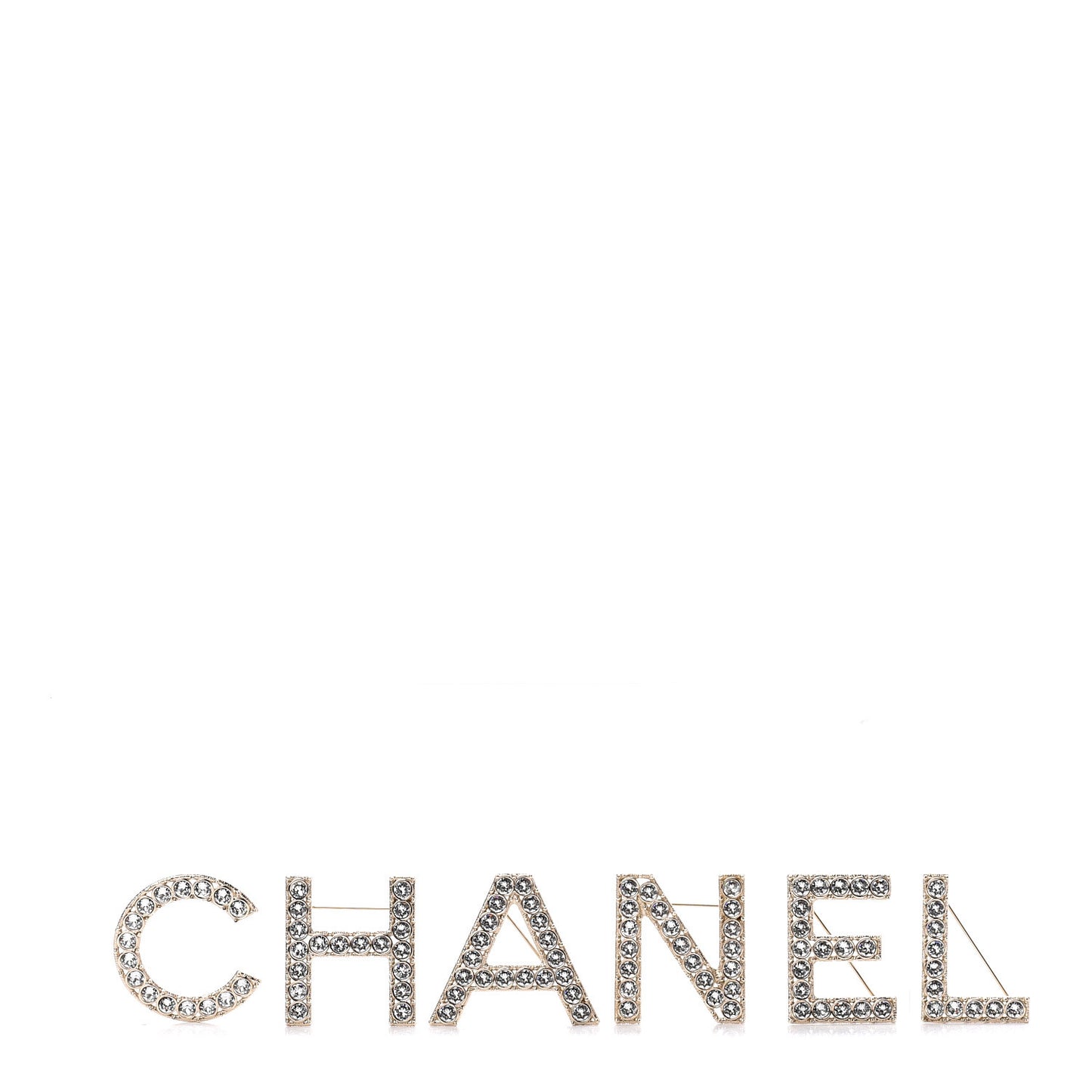 Crystal Cha-Nel Logo Brooch Set Gold