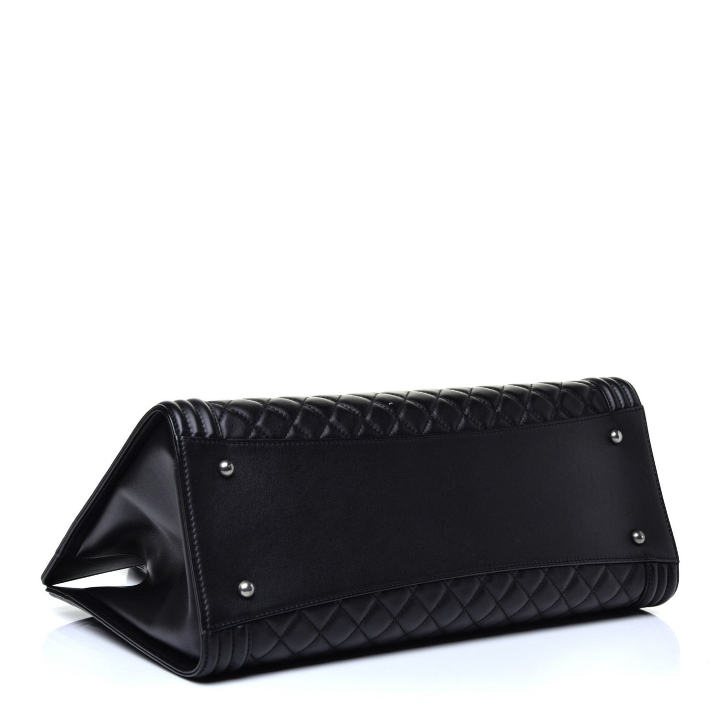 Calfskin Quilted Boy Shopping Tote Black