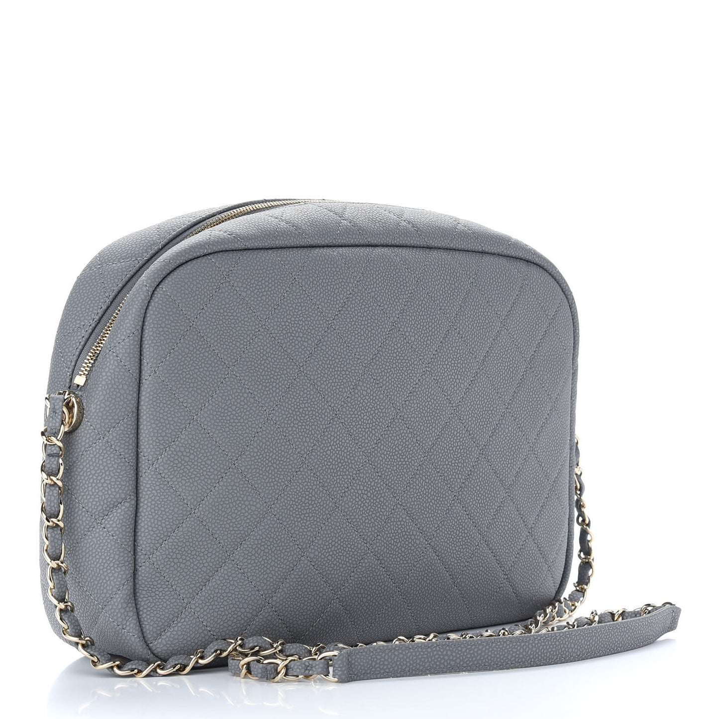 Caviar Quilted Large Coco Tassel Camera Case Grey