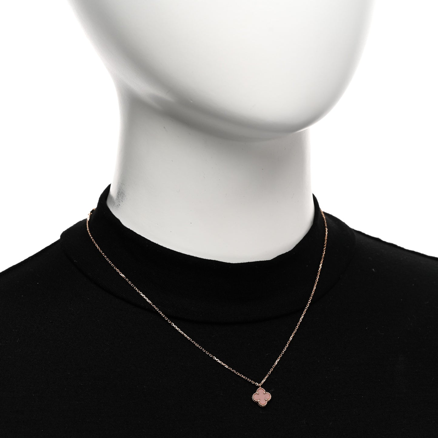 18K Rose Gold Carnelian Sweet Alhambra Pendant Necklace