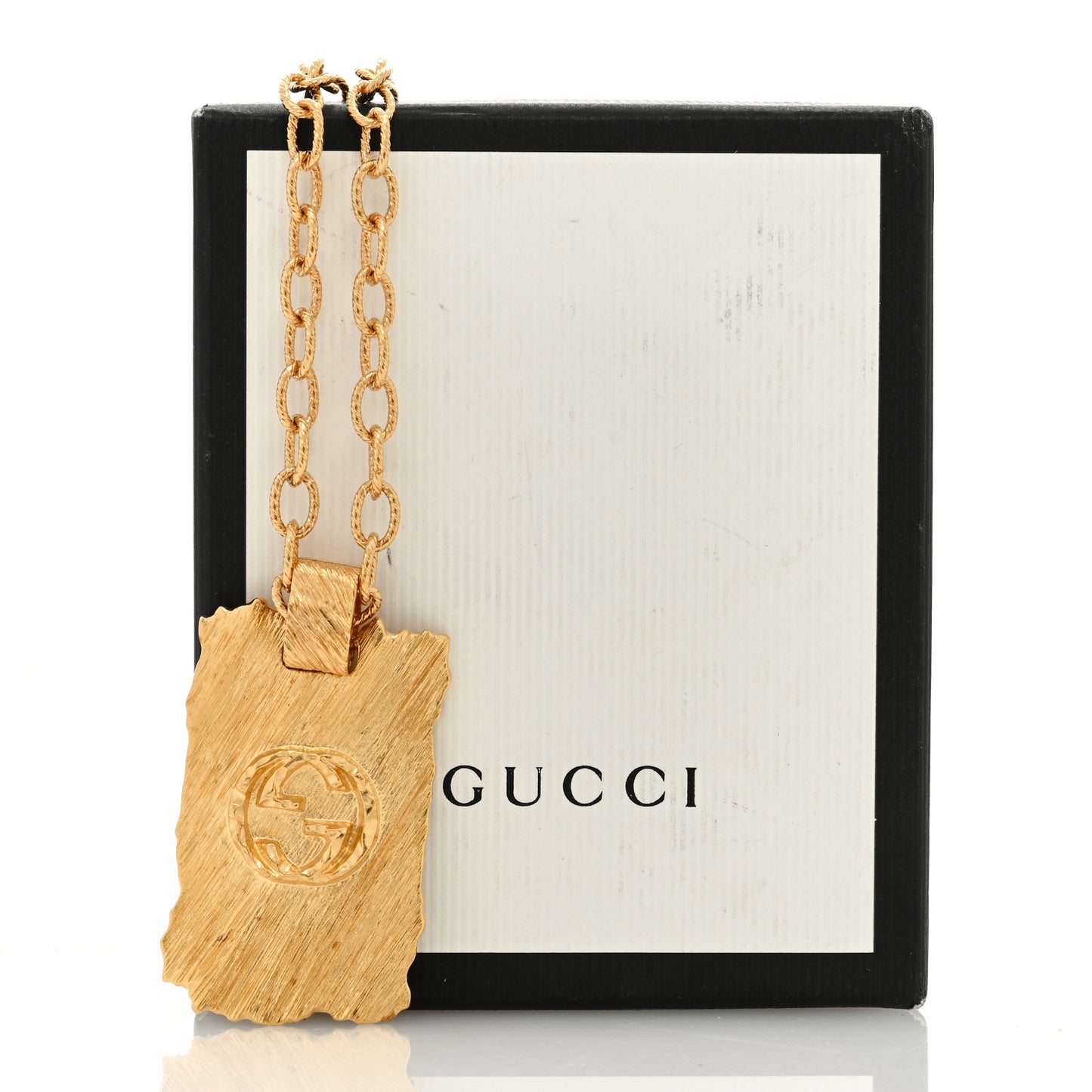 Metal Interlocking G Dog Tag Necklace Gold