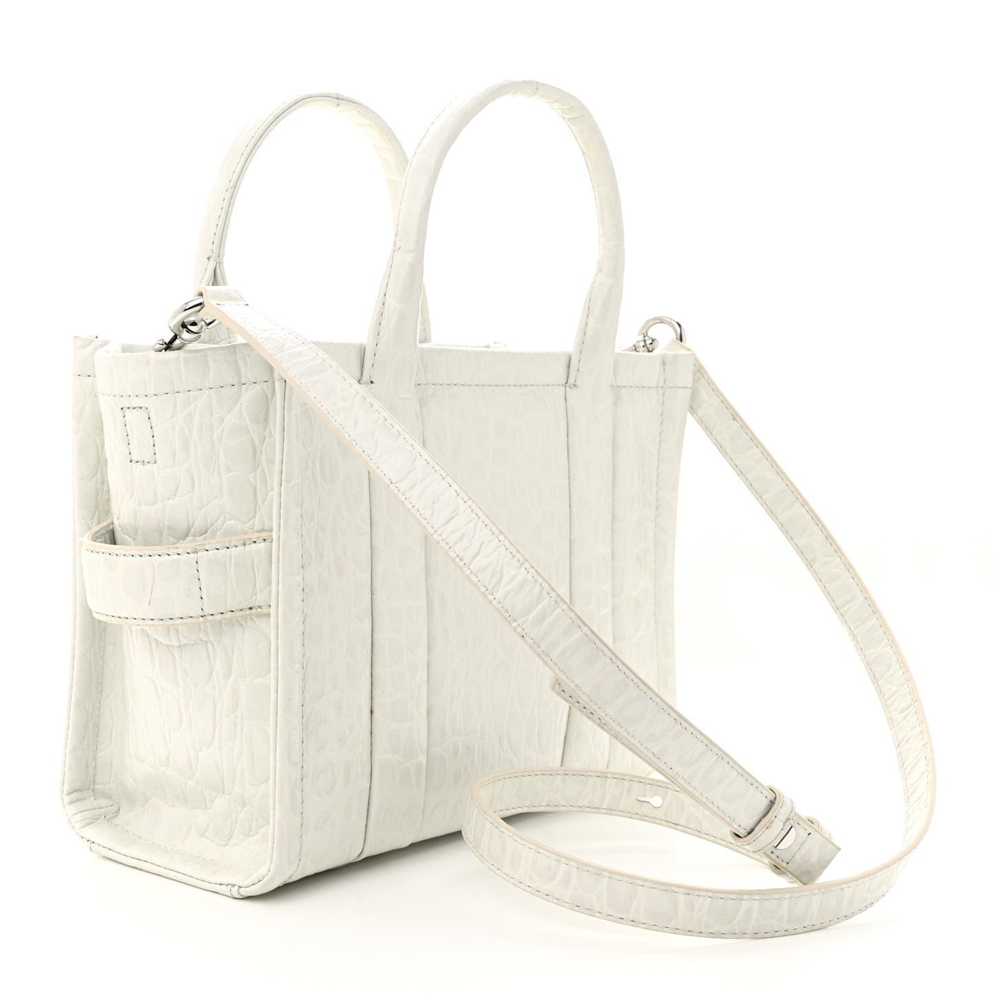 Croc Embossed Medium The Tote Bag White
