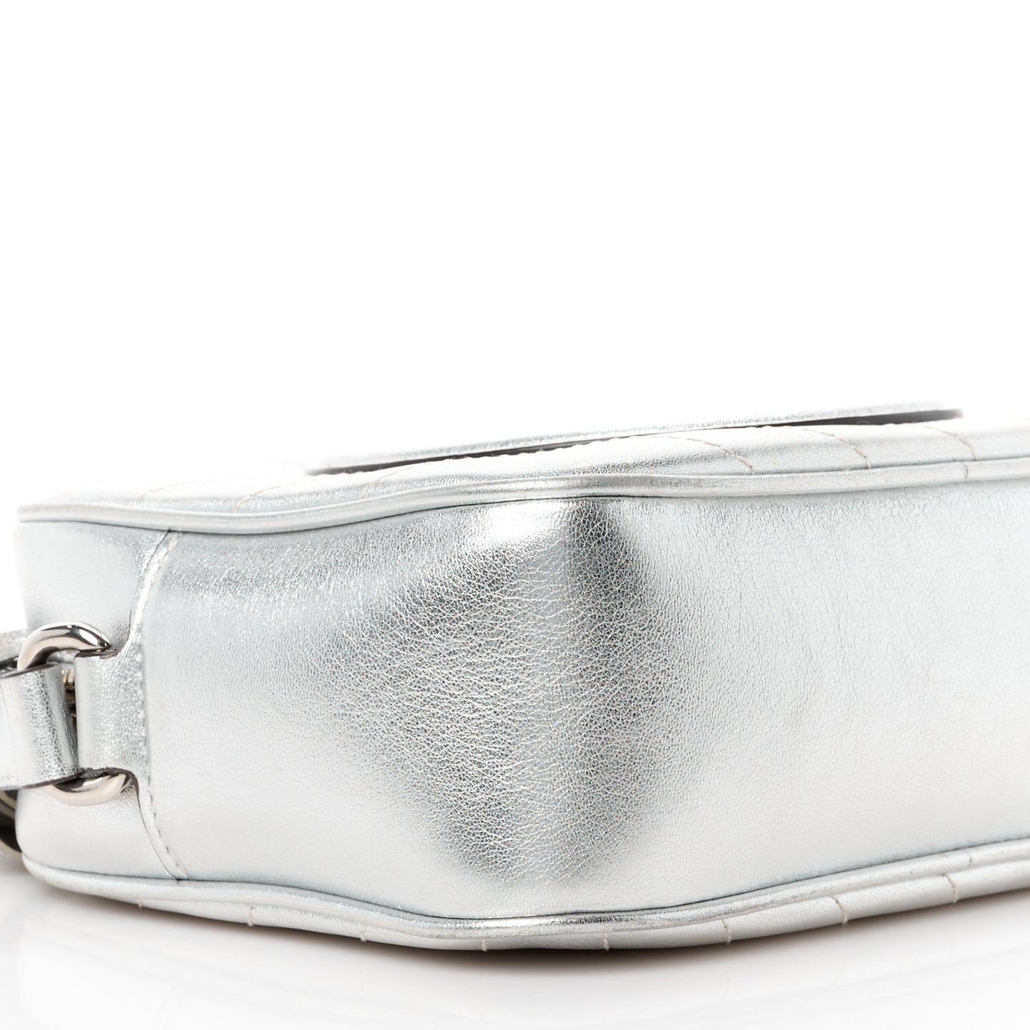 Metallic Sakai Be Green Calfskin Diagonal Stitched Small Blondie Shoulder Bag Silver