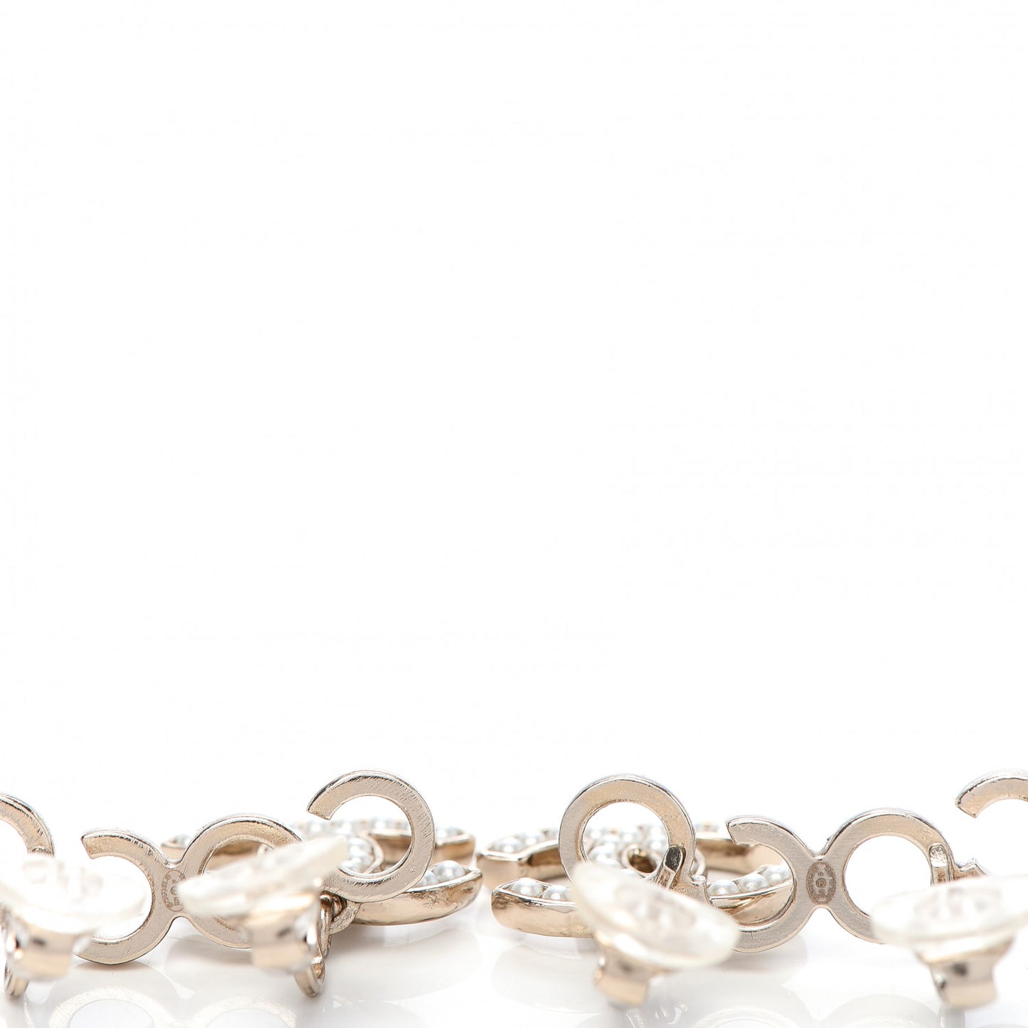 Metal Pearl CC Coco Climber Clip On Earrings Gold