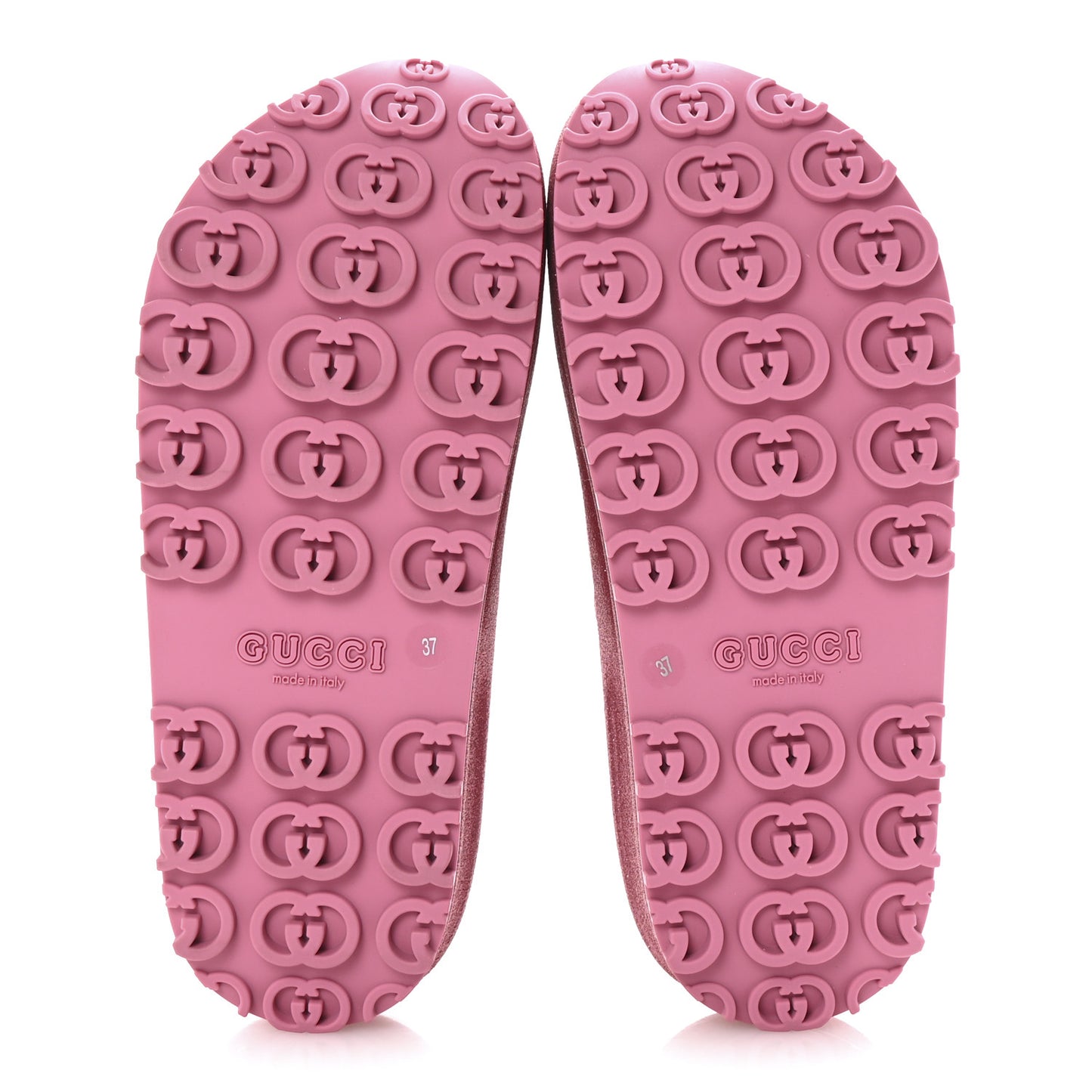 Glitter Rubber Womens Interlocking G Platform 42mm Slide Sandals 37 Rose