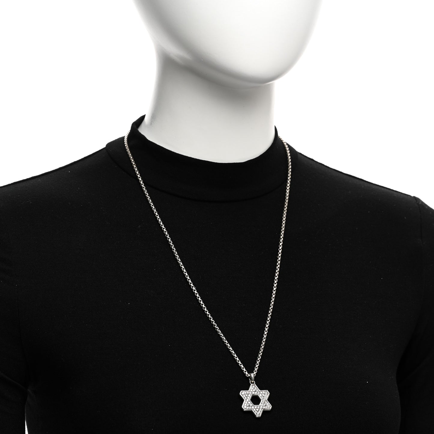 Sterling Silver Diamond Star of David Pendant Necklace