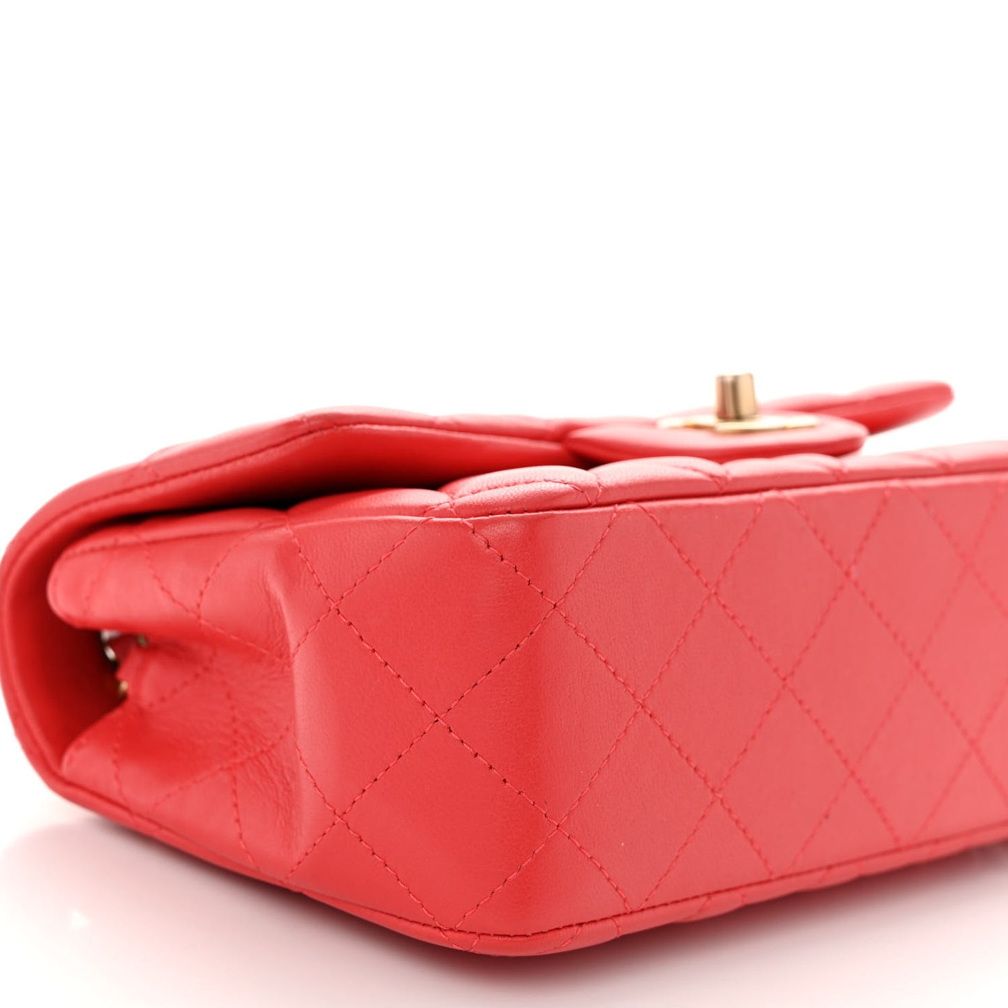 Lambskin Quilted Mini Rectangular Flap Red