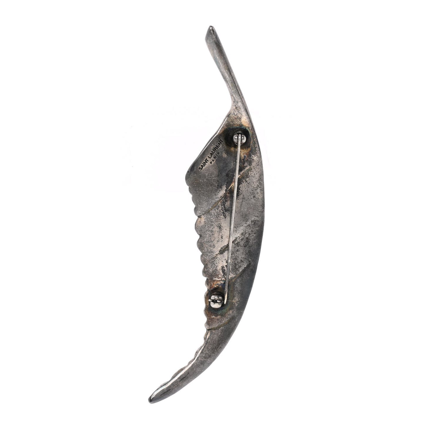 Brass Leaf Brooch Silver