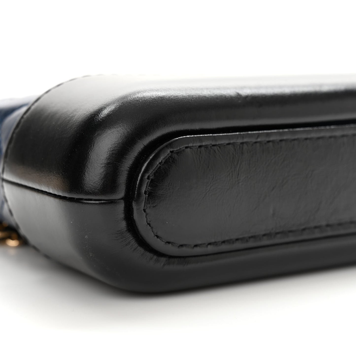 Aged Calfskin Quilted Small Gabrielle Clutch With Chain Navy Black