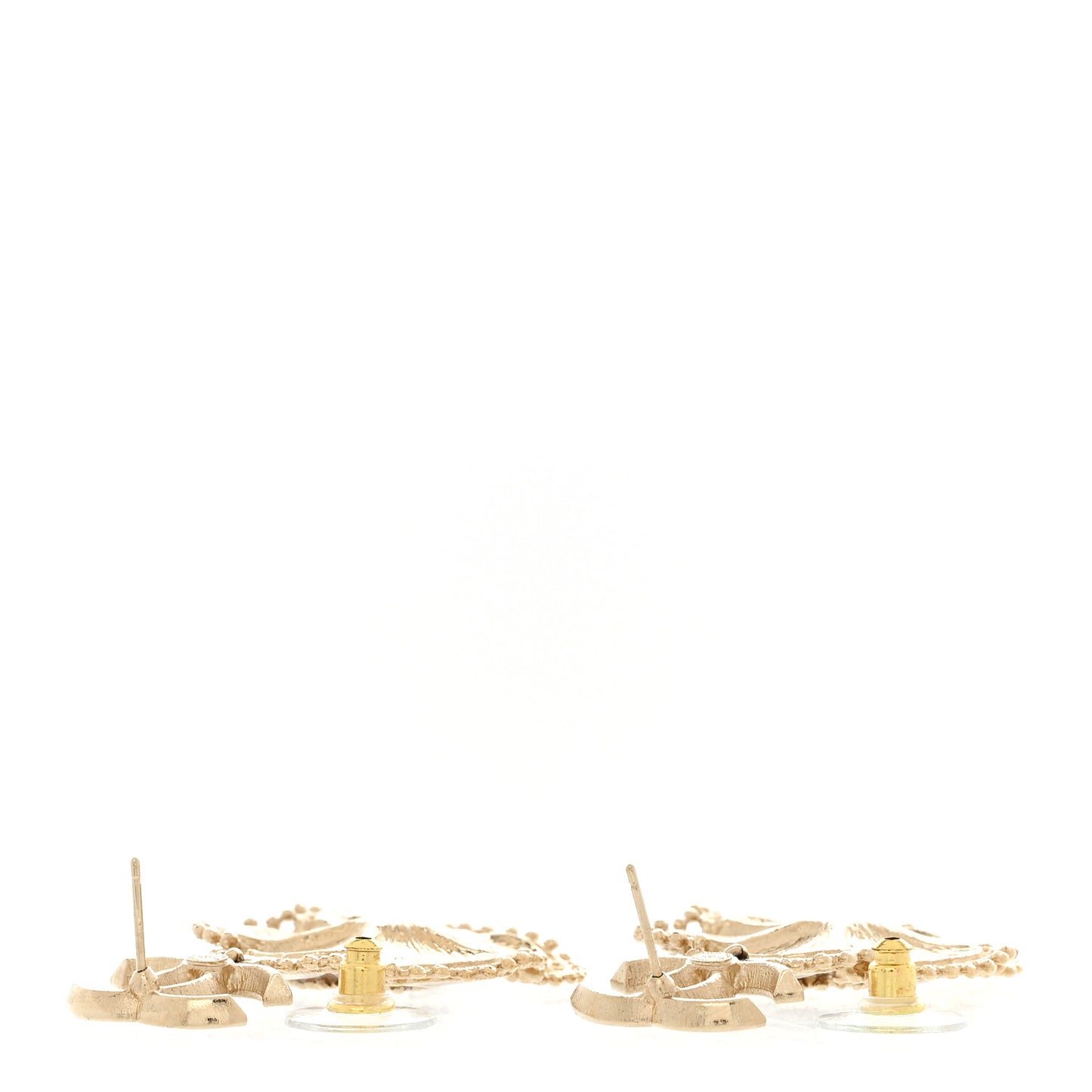 Crystal Pearl Camellia CC Drop Earrings Gold