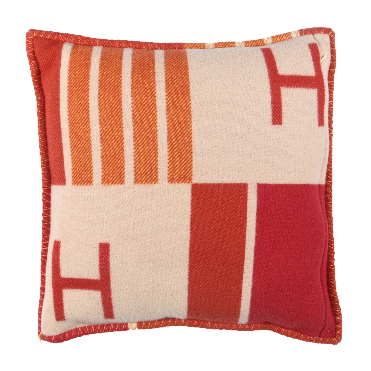 Oreiller Unique Neuf Laine Cachemire Avalon III PM Ecru Orange Feu