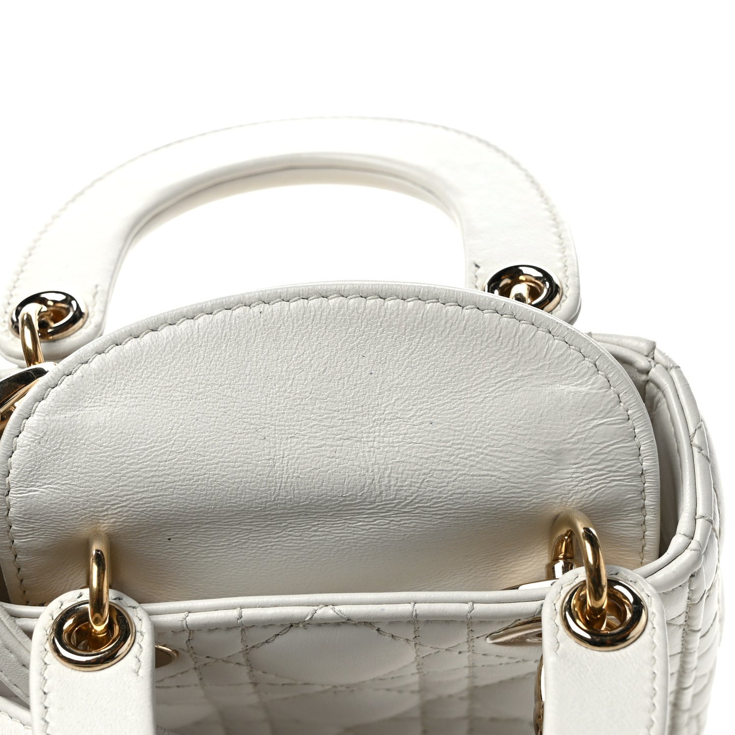 CHRISTIAN DIOR Lambskin Cannage Micro Lady Dior White