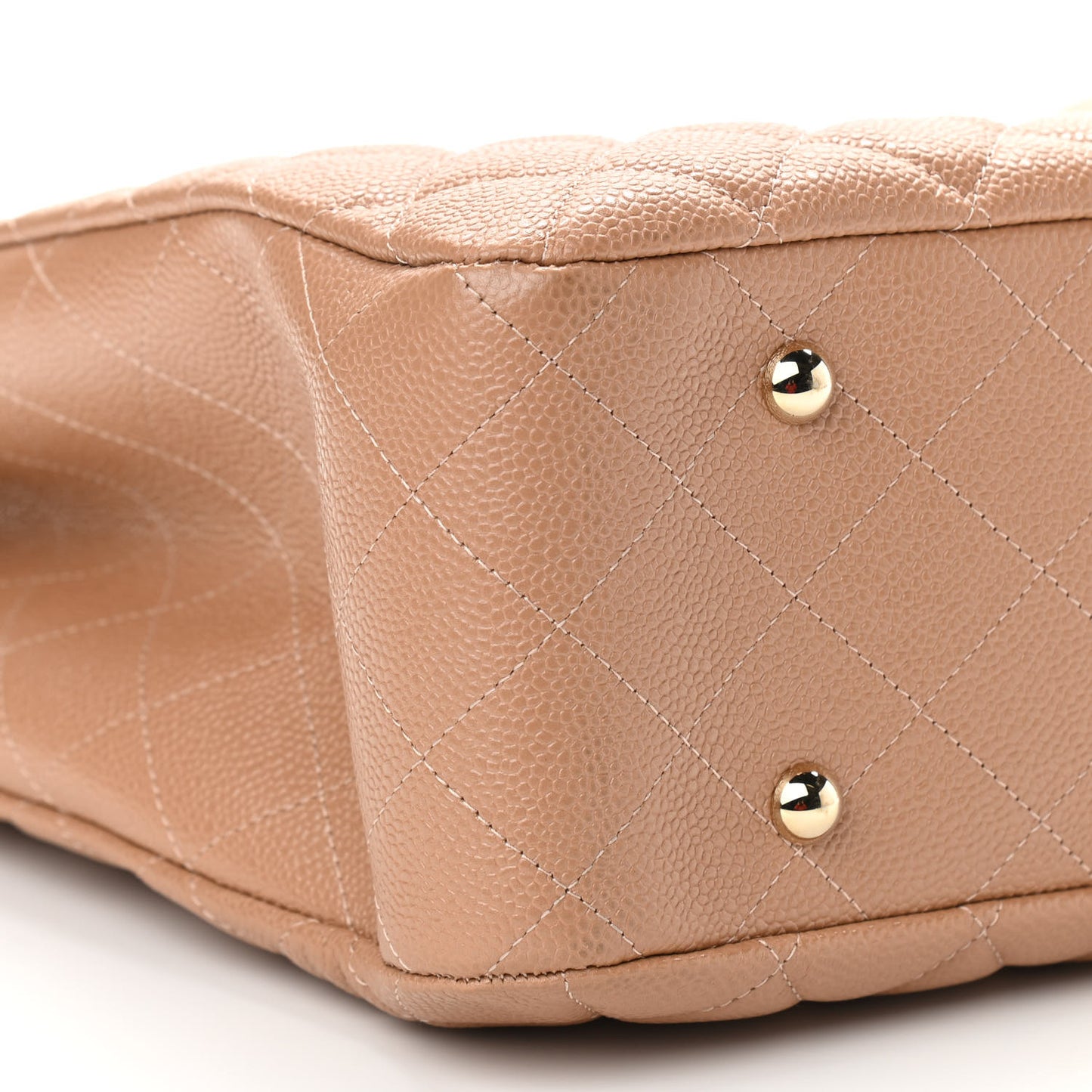 Caviar Quilted Large Shopping Tote Dark Beige