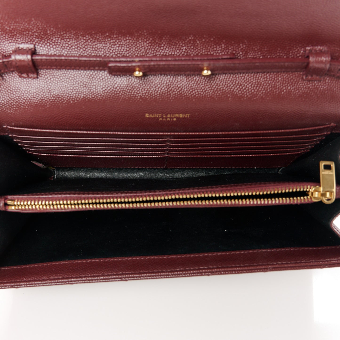 Grain De Poudre Matelasse Chevron Monogram Chain Wallet Rouge Legion
